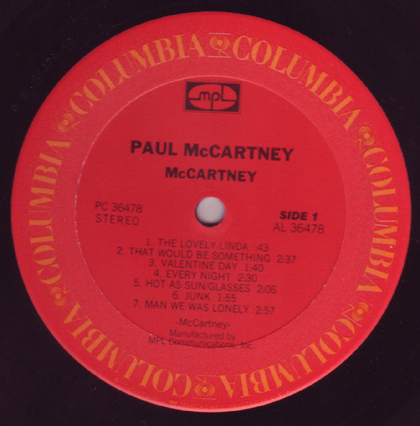 McCartney* - McCartney (LP, Album, RE)