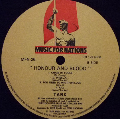 Tank (6) - Honour And Blood (LP, Album)