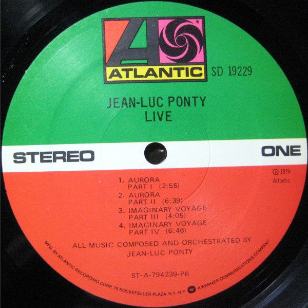 Jean-Luc Ponty - Live (LP, Album, PR )