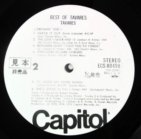 Tavares - Best Of Tavares (LP, Comp, Promo)