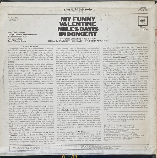 Miles Davis - My Funny Valentine - Miles Davis In Concert(LP, Album...