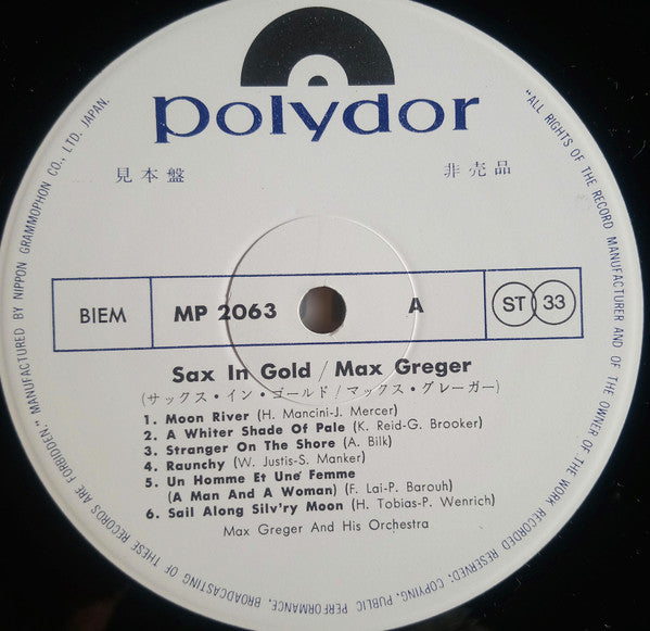 Max Greger - Sax In Gold (LP, Album, Promo)