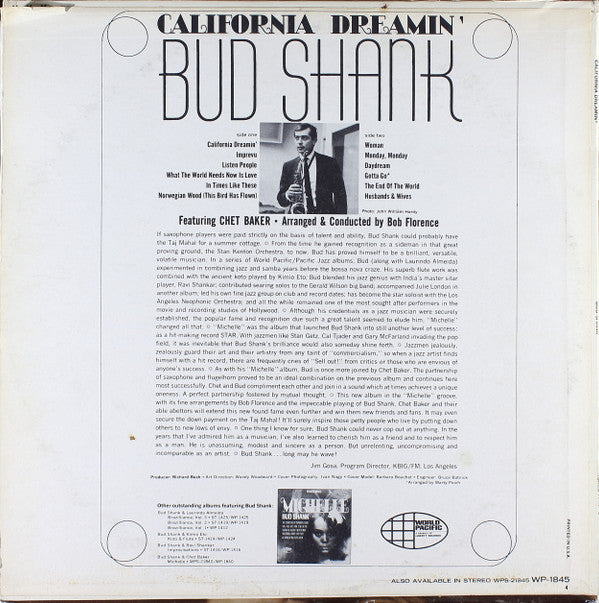 Bud Shank - California Dreamin' (LP, Album, Mono, Ind)