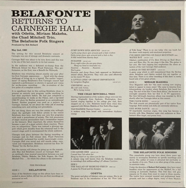 Harry Belafonte - Belafonte Returns To Carnegie Hall(LP, Album, Ste...