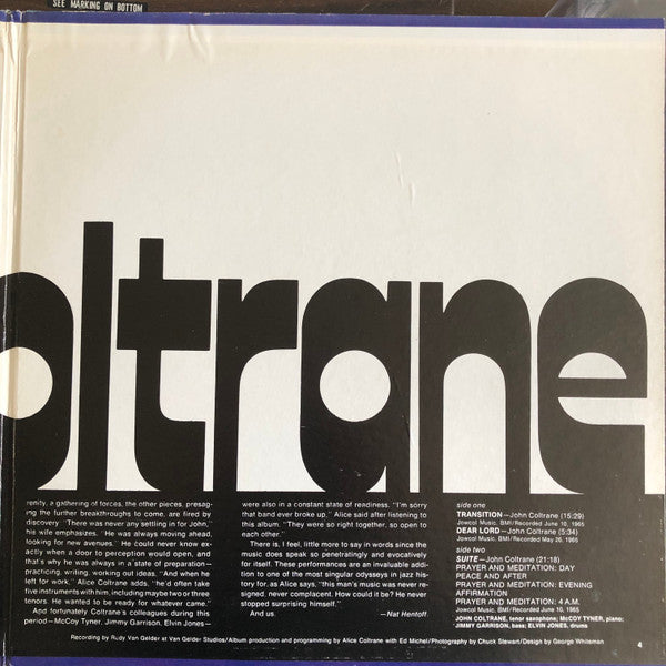 John Coltrane - Transition (LP, Album, RE, Gat)