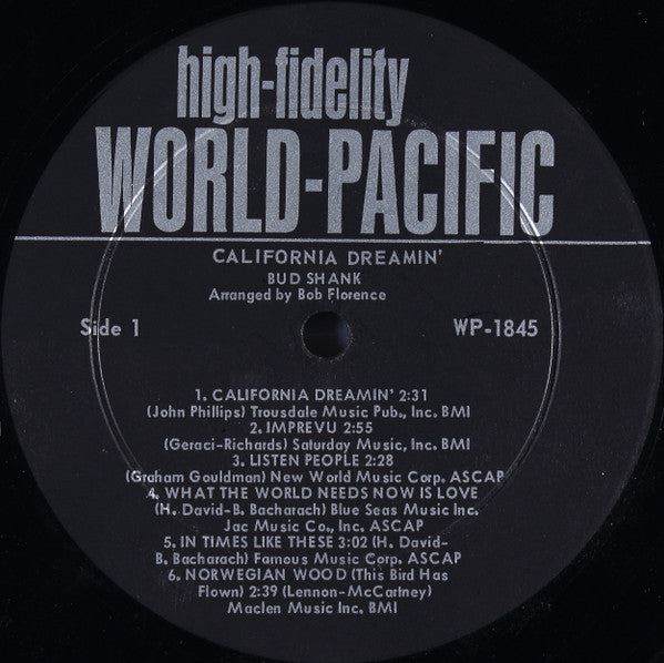 Bud Shank - California Dreamin' (LP, Album, Mono, Ind)