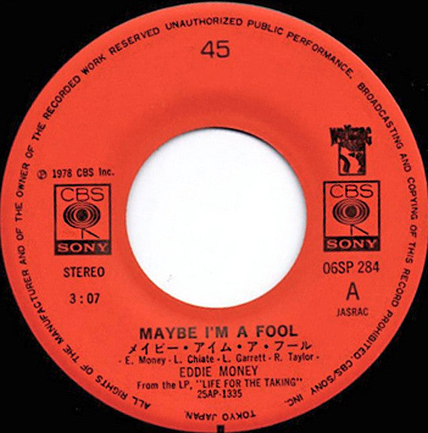 Eddie Money - Maybe I'm A Fool (7"", Single)