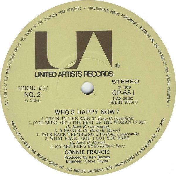 Connie Francis - Who's Happy Now? (LP, Album)
