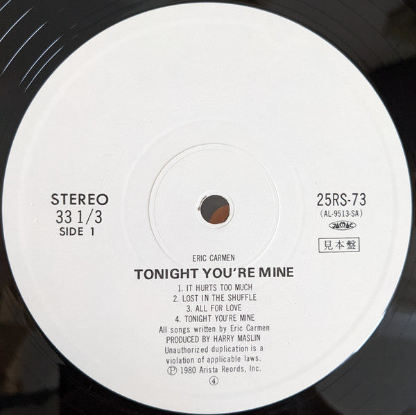 Eric Carmen - Tonight You're Mine (LP, Album, Promo)