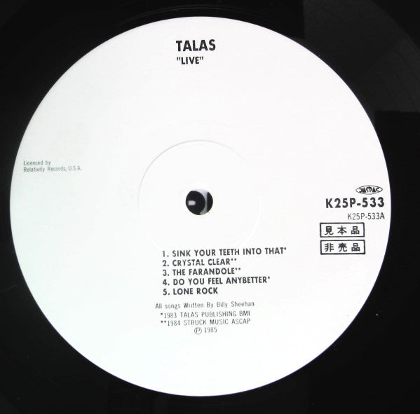 Talas - Live - High Speed On Ice (LP, Promo)