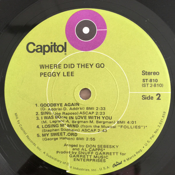 Peggy Lee - Where Did They Go (LP, Album, Los)
