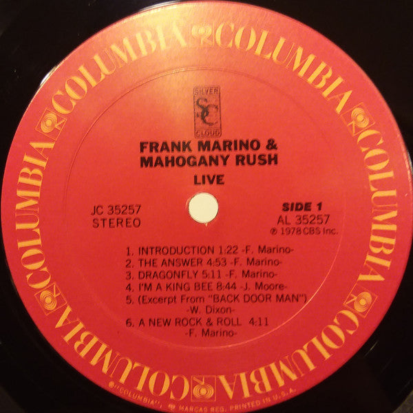 Frank Marino & Mahogany Rush - Live (LP, Album, San)