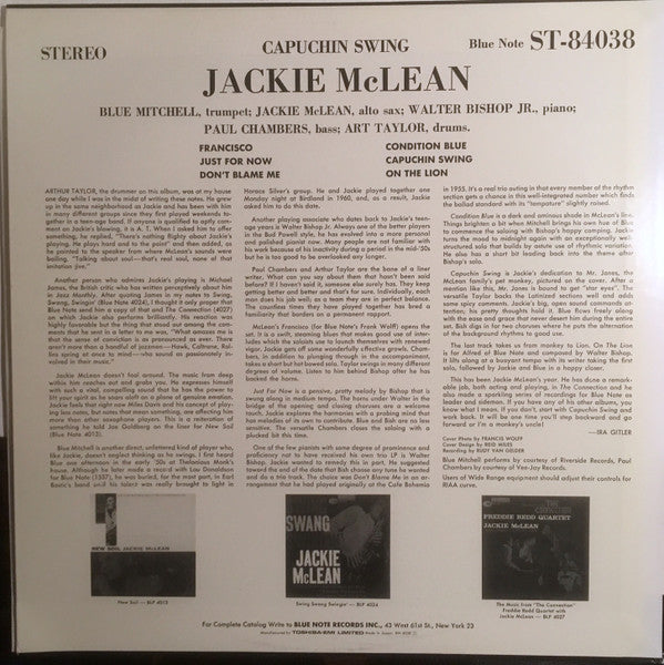 Jackie McLean - Capuchin Swing (LP, Album, RE)