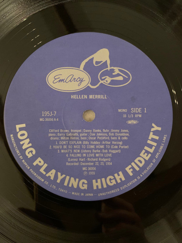 Helen Merrill - Helen Merrill (LP, Album, Mono, M/Print, RE)