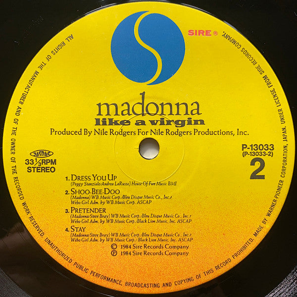 Madonna - Like A Virgin (LP, Album, RE)