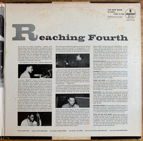 McCoy Tyner Trio - Reaching Fourth(LP, Album, RE, Gat)