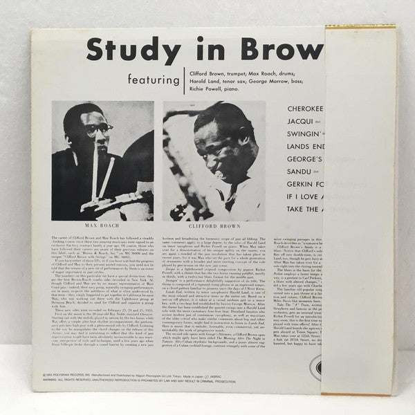 Clifford Brown and Max Roach - Study In Brown (LP, Album, Mono, RE)
