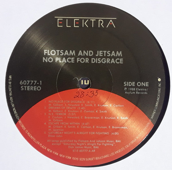 Flotsam And Jetsam - No Place For Disgrace (LP, Album, All)