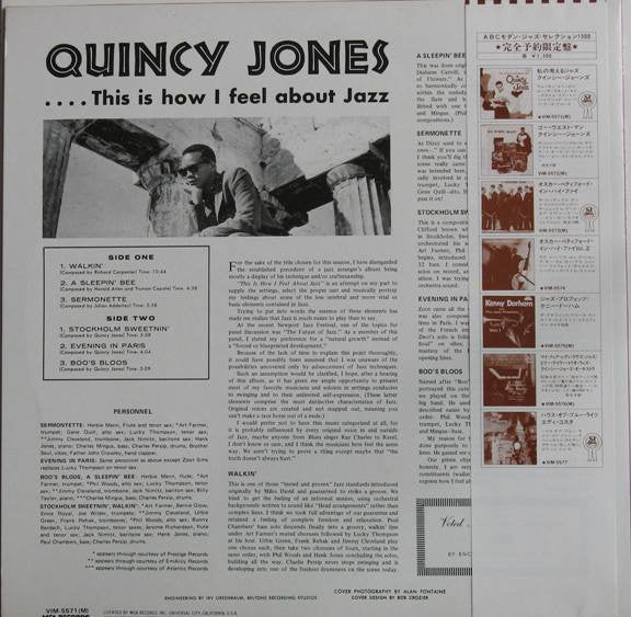 Quincy Jones - This Is How I Feel About Jazz (LP, Album, RE)