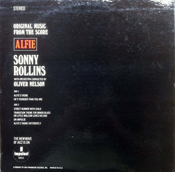 Sonny Rollins - Original Music From The Score ""Alfie""(LP, Album, ...