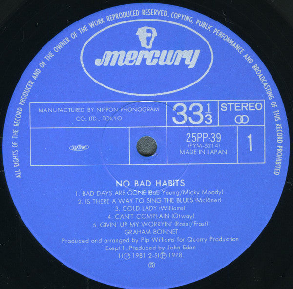 Graham Bonnet - No Bad Habits (LP, Album, RE)