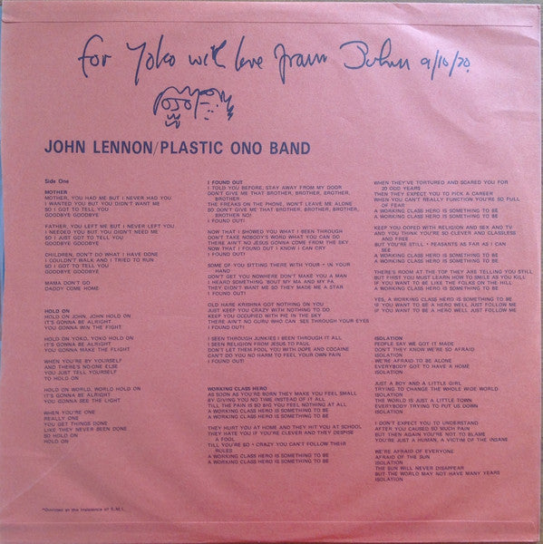 John Lennon - John Lennon / Plastic Ono Band(LP, Album)