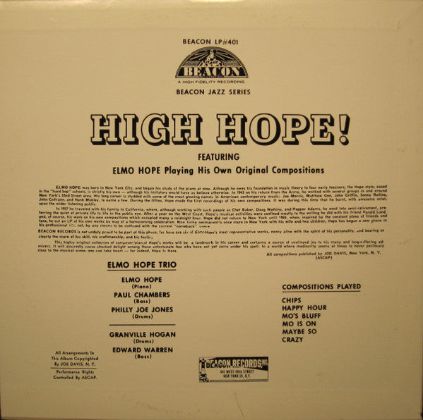 Elmo Hope Trio - High Hope! (LP, Mono)