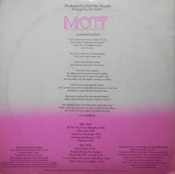 Mott The Hoople - Mott (LP, Album)