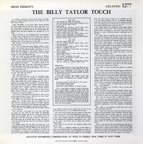 Billy Taylor - The Billy Taylor Touch (LP, Mono, RE)