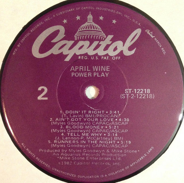 April Wine - Power Play (LP, Album, Los)