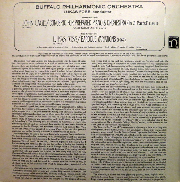 John Cage - Concerto For Prepared Piano & Orchestra / Baroque Varia...