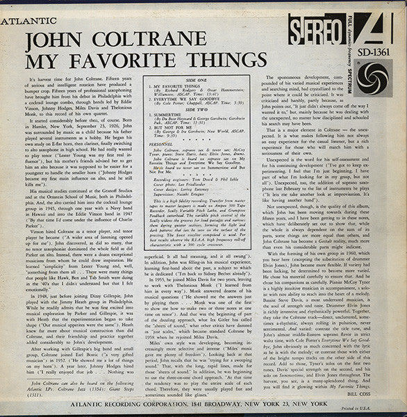 John Coltrane - My Favorite Things (LP, Album, RE)