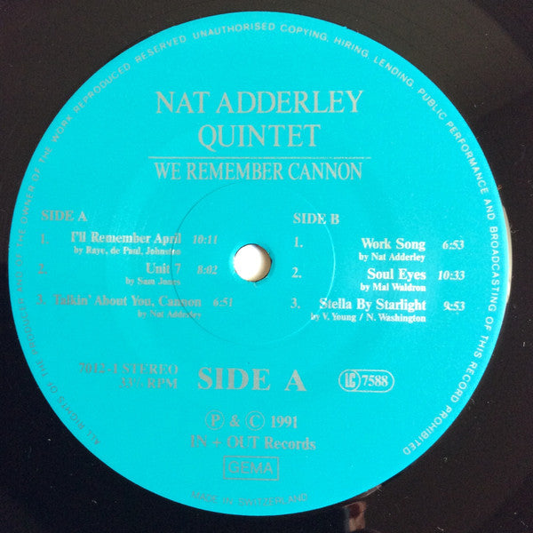 Nat Adderley Quintet - We Remember Cannon (LP, Album)