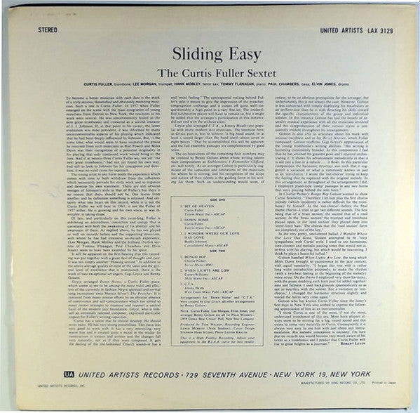 The Curtis Fuller Sextet - Sliding Easy (LP, Album, Ltd, RE)