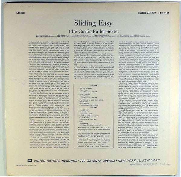 The Curtis Fuller Sextet - Sliding Easy (LP, Album, Ltd, RE)