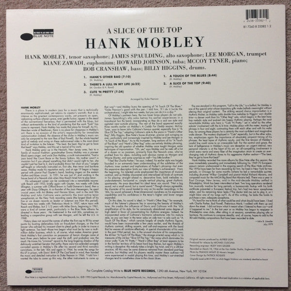 Hank Mobley - A Slice Of The Top (LP, Album, Ltd, RE, 180)
