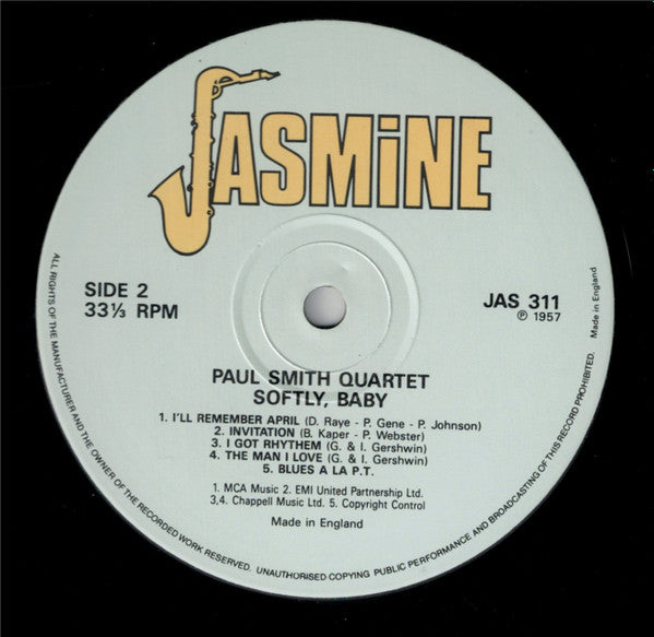 Paul Smith Quartet - Softly, Baby (LP, RE)