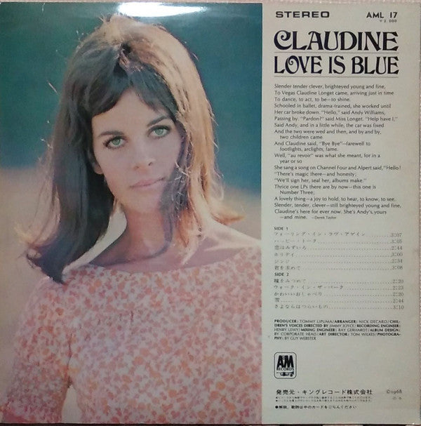 クロディーヌ・ロンジェ* - Love Is Blue (LP, Album, Per)