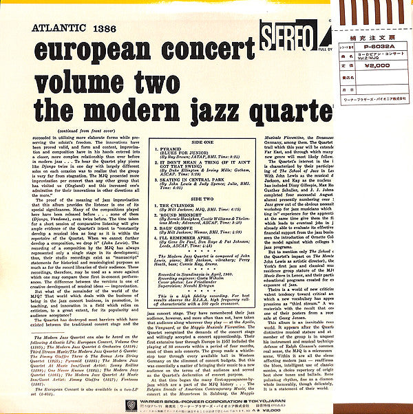 The Modern Jazz Quartet - European Concert: Volume Two (LP, Album, RE)