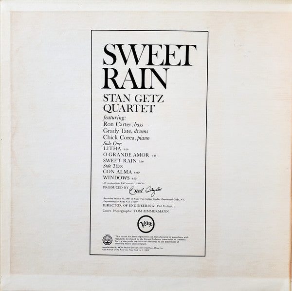 Stan Getz - Sweet Rain (LP, Album, Gat)