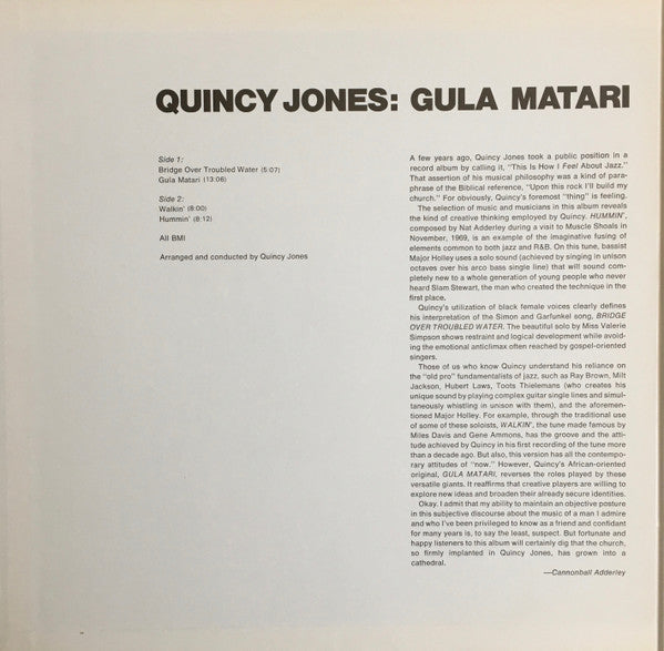 Quincy Jones - Gula Matari (LP, Album, RE, Gat)