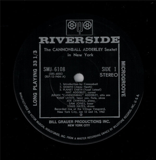 The Cannonball Adderley Sextet* - In New York (LP, Album, RE)