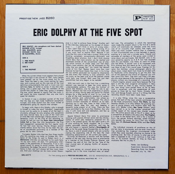 Eric Dolphy - At The Five Spot, Volume I. (LP, Album, RE)