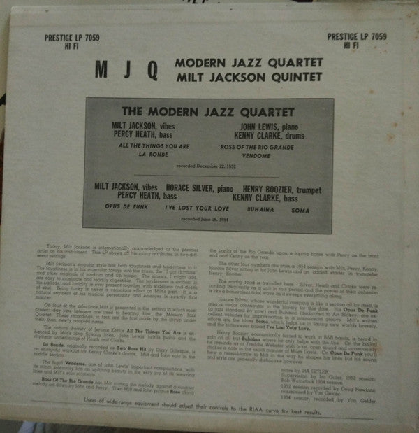 The Modern Jazz Quartet - M J Q(LP, Comp, Mono, RM, RP, Dee)