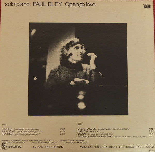 Paul Bley - Open, To Love (LP, Album, RE)