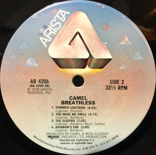 Camel - Breathless (LP, Album, Pit)