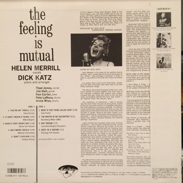 Helen Merrill - The Feeling Is Mutual(LP, Album)