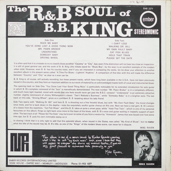 B.B. King - The R&B Soul Of B.B. King (LP, Mono, RE)