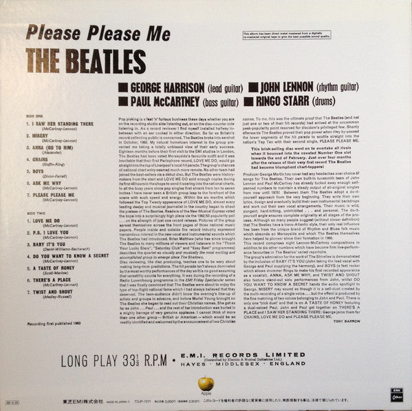 The Beatles - Please Please Me (LP, Album, Mono, RE, RM)