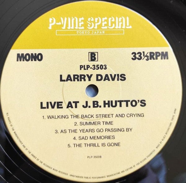 Larry Davis (4) - Live At J.B.Hutto's (LP, Album, Mono)